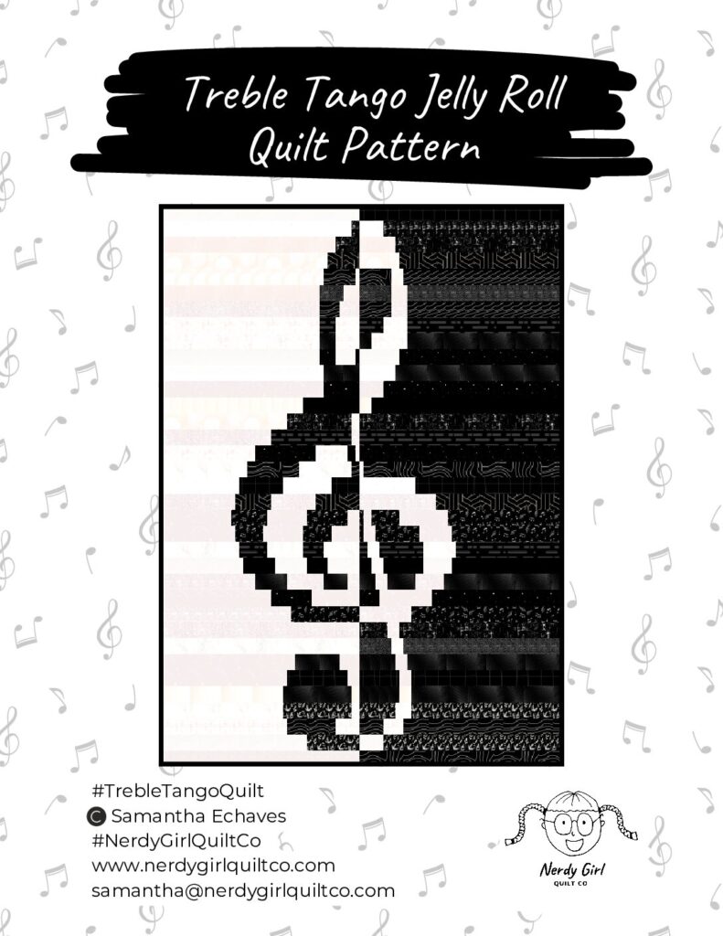 DIGITAL - Treble Tango Jelly Roll Quilt Pattern - ALL SIZES